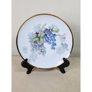 Bavaria Rounded Plate Grape Design Zeh Scherzer Gold Trim 8" Early 1900s Vintage